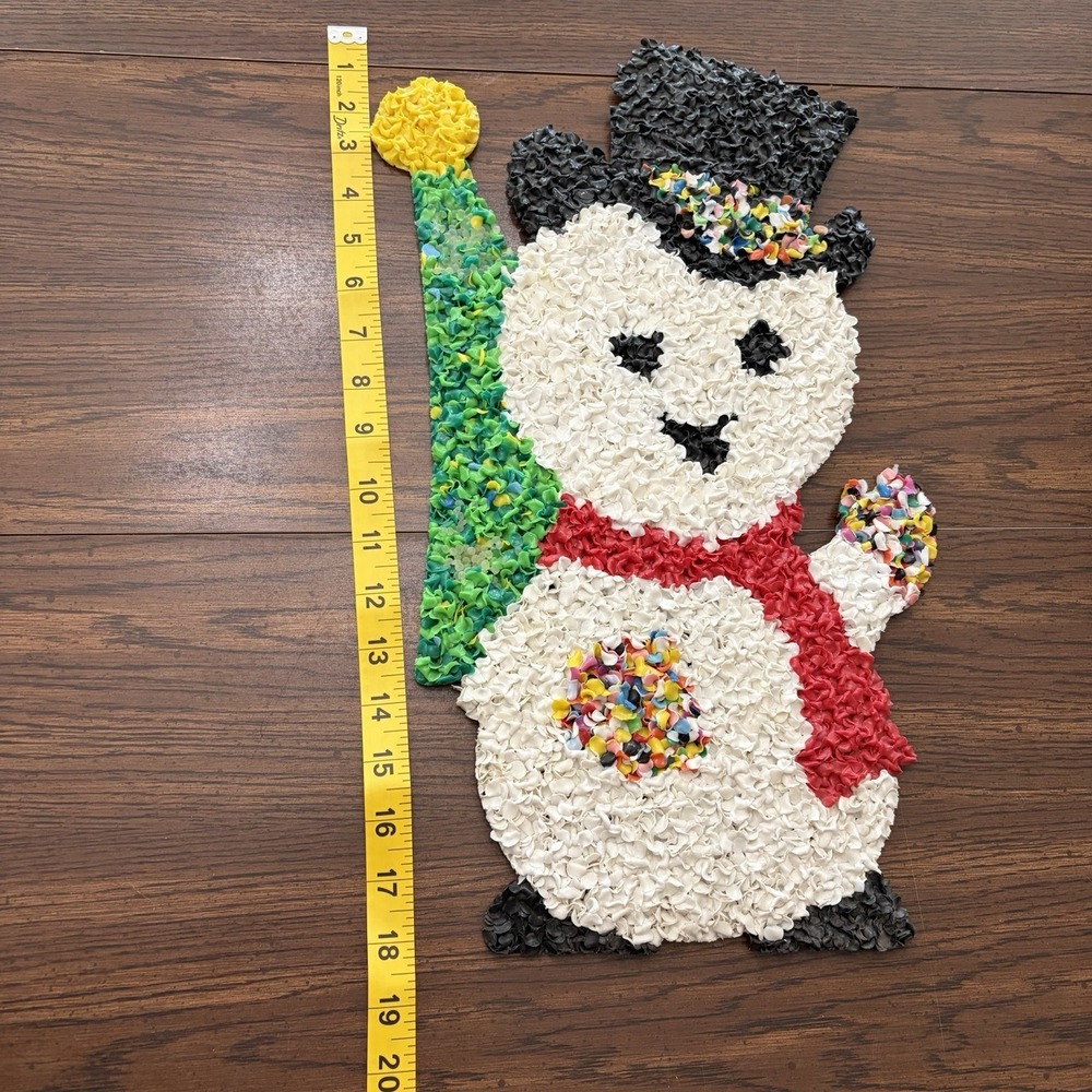 Vintage Melted Popcorn Plastic Popcorn Christmas Snowman Wall Decor - Picture 2 of 14